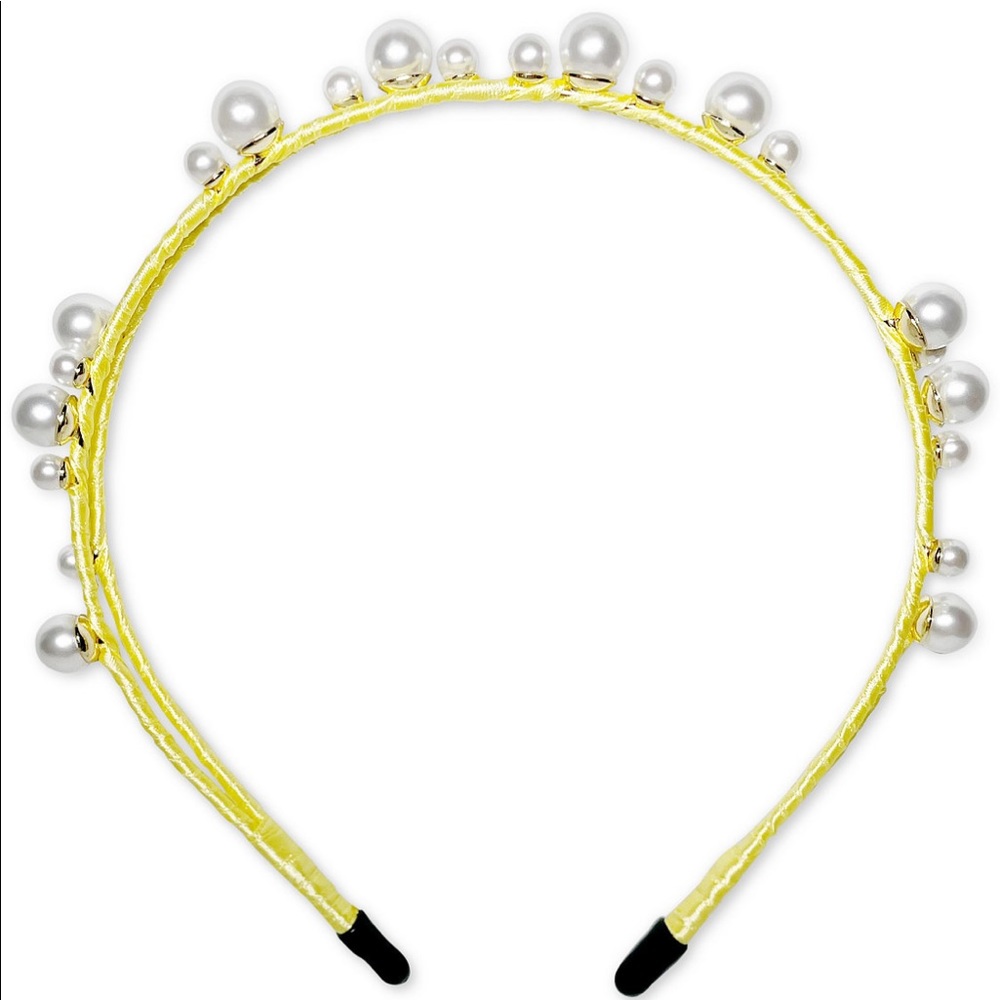 INC gold satin wrapped imitation pearl headband